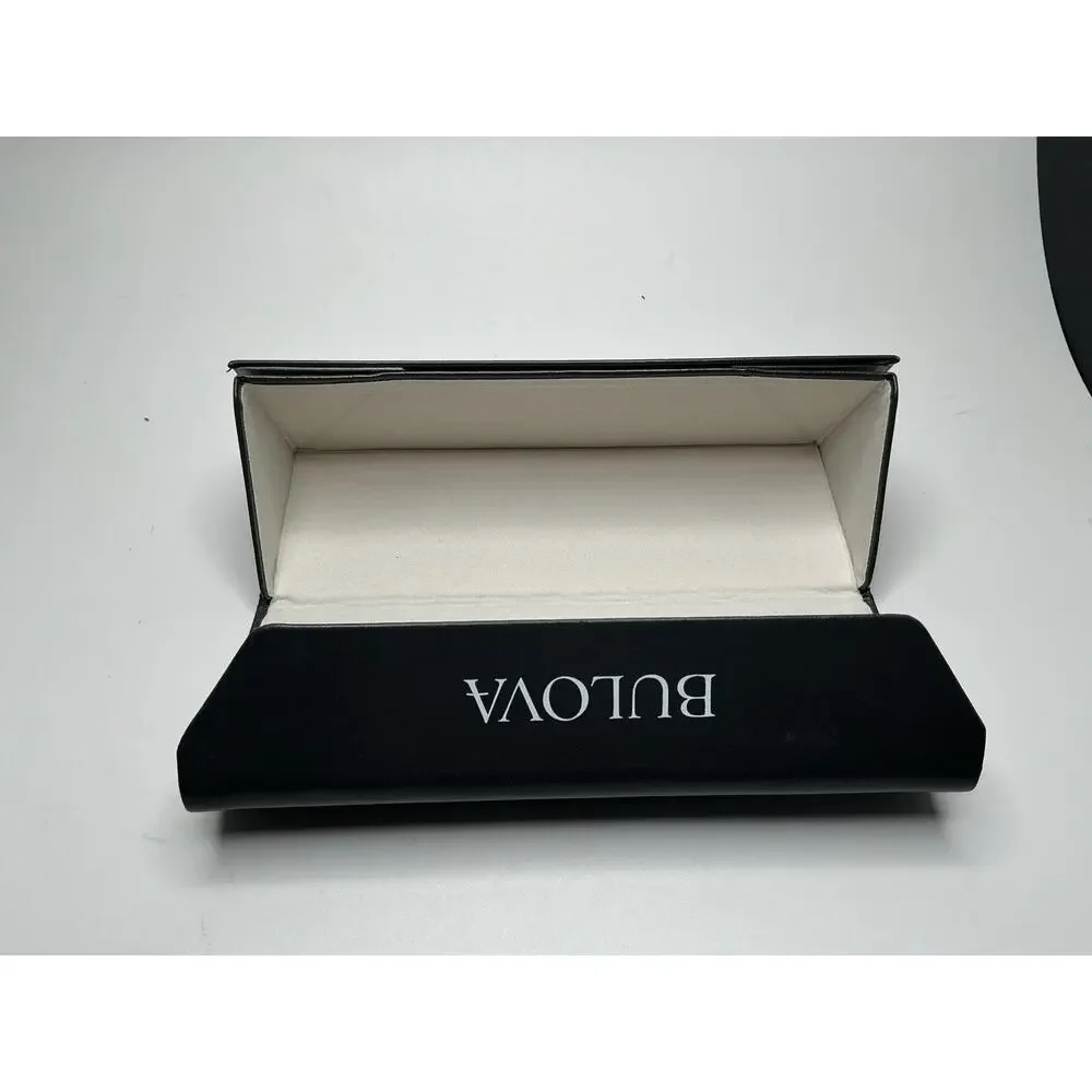 BULOVA Eyeglass/Sunglass Leather Magnetic Hard Case, Charcoal‎ Gray- Empty